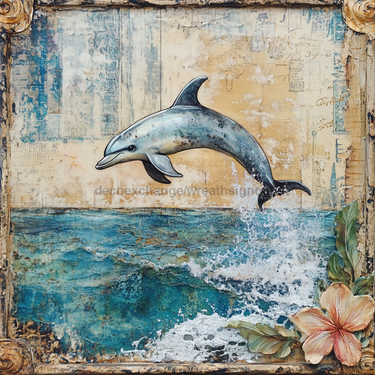 Nautical Sign, Dolphin Sign, DCO-02551, Sign For Wreath, 10x10